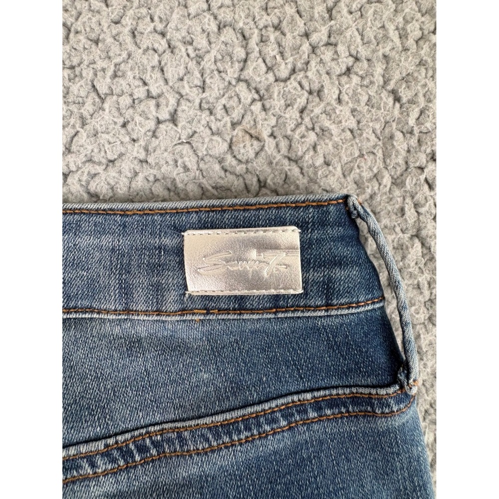 Seven7 Jeans Womens 12 High Rise Button Fly Flare Raw Hem Medium Wash - Picture 5 of 11